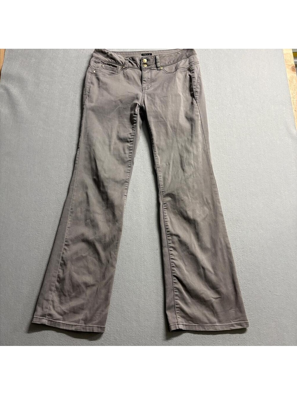 IMAN Global Chic Womens Size 8 Gray Bootcut Stretch Pants Cotton Blend